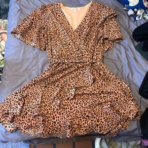 Francesca’s Miami leopard wrap dress